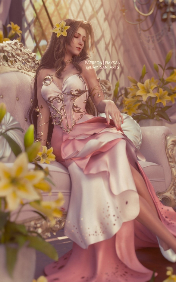 《最终幻想7》3D精美画作：蒂法与爱莉丝亲密互动令人心动不已！