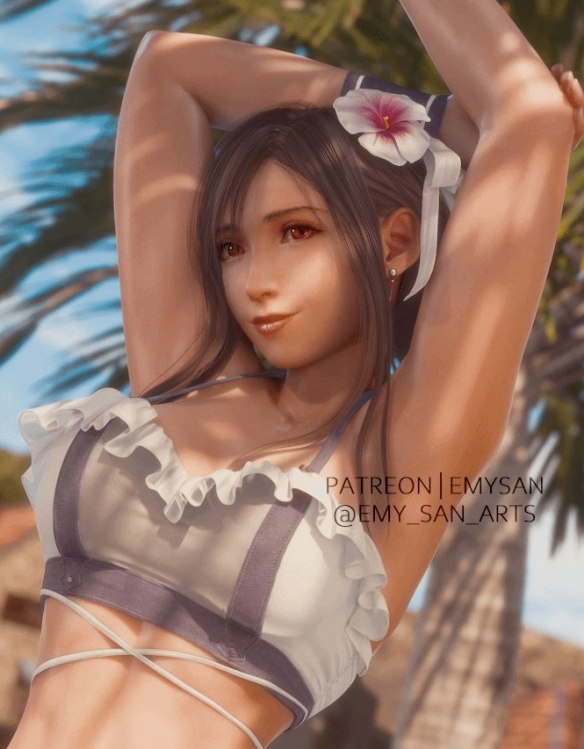 《最终幻想7》3D精美画作：蒂法与爱莉丝亲密互动令人心动不已！