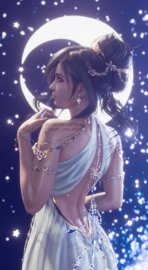 《最终幻想7》3D精美画作：蒂法与爱莉丝亲密互动令人心动不已！