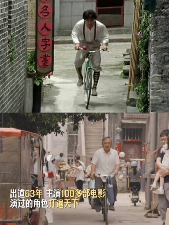 童年的偶像逐渐步入老年！71岁的成龙以骑行的姿态出现：满头白发，身躯略显佝偻

