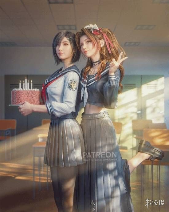 《最终幻想7》中的尤菲最新渲染作品：变身为一只萌趣十足的圣诞小驯鹿！

