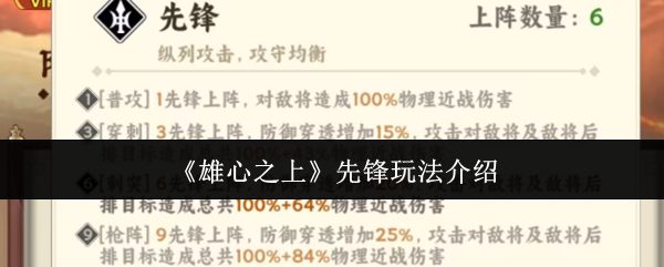 《雄心之上》先锋阵容玩法详解