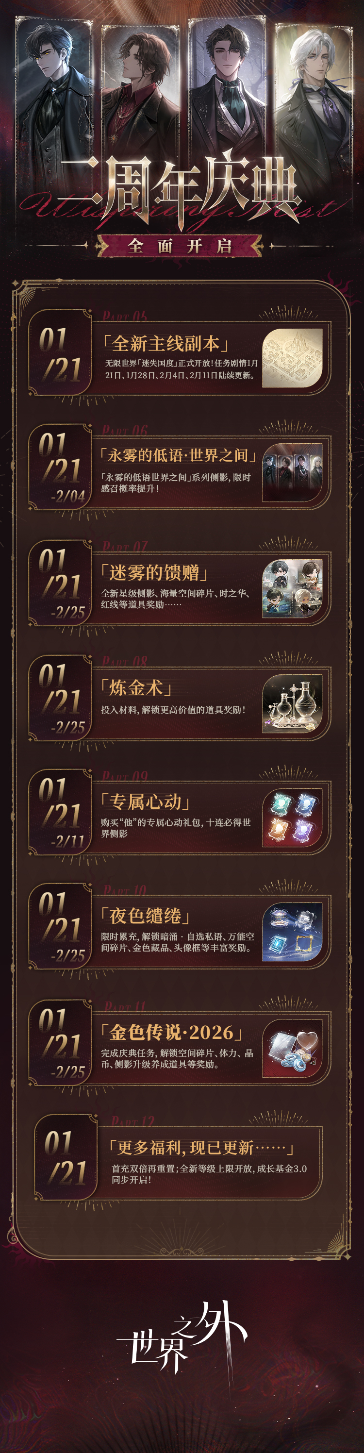 关于“世界之外”两周年庆典活动的最新开放内容简介