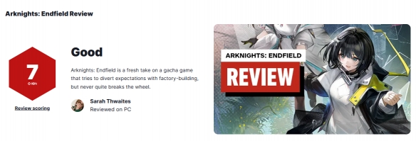 《明日方舟：终末地》在IGN的评分为7分，内容丰富但解谜平凡

