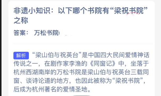 关于非遗小知识：在以下书院中，哪一所被称为“梁祝书院”？

